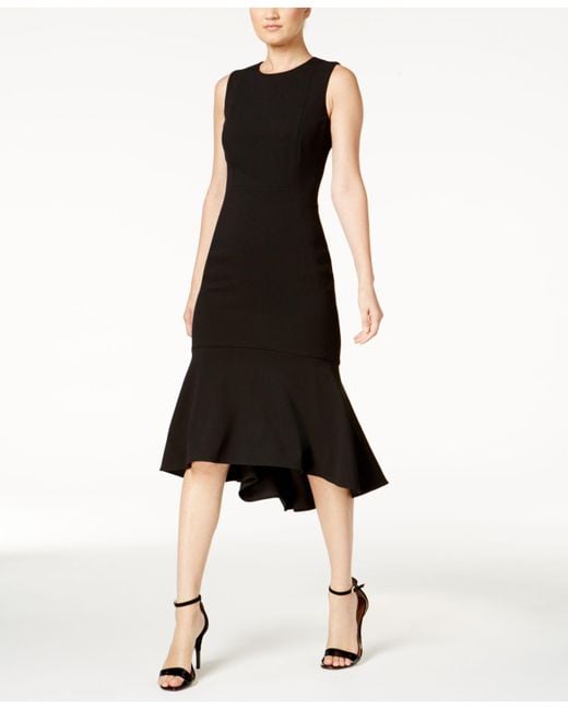Calvin Klein Ruffle Hem Midi Dress Cd9c15bj (black) Dress