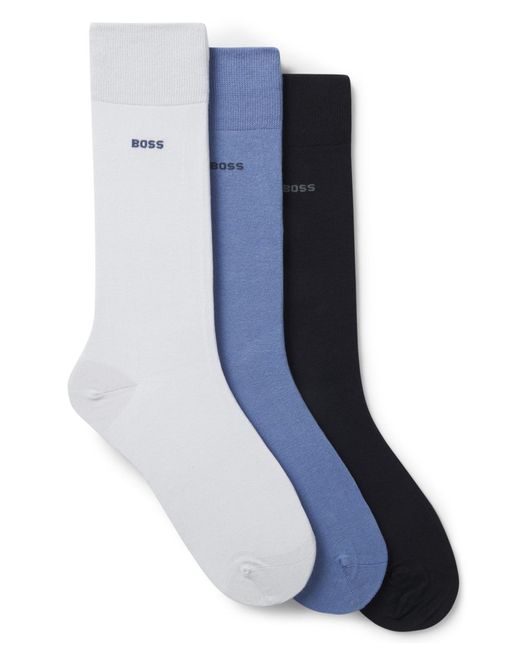 Boss Blue Solid Regular Length Socks for men