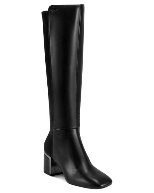 DKNY Black Kamiah Heeled Knee High Boot Fashion