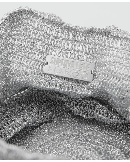 Mango White Lurex Sack-style Bag