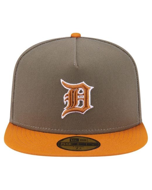 KTZ Multicolor Olive/orange Detroit Tigers Two-tone Color Pack A-frame 59fifty Fitted Hat for men