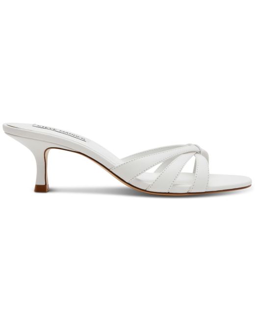 Steve Madden White Cary Strappy Kitten-heel Mule Sandals