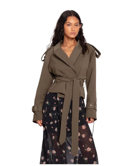 Belle & Bloom Brown Fast Car Cropped Trench
