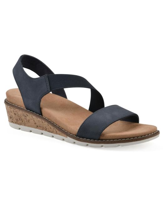 White Mountain Blue Tinnley Wedge Slip-on Sandals