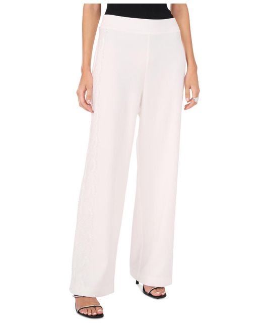 Vince Camuto Pink Lace-trim Pull-on Ponte Pants