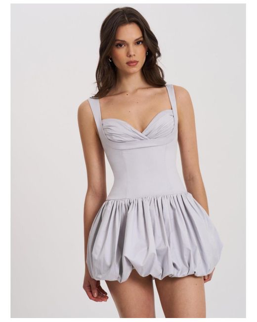 Miss Circle Women's White Zada Pleated Breast Bubble Hem Mini Dress