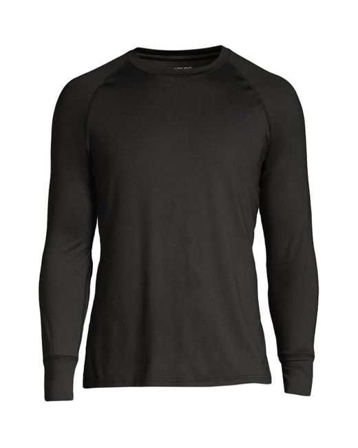 Lands' End Black Big & Tall Stretch Thermaskin Long Underwear Crew Base Layer for men