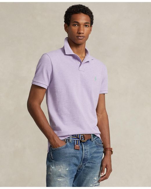 Polo Ralph Lauren Custom Slim Fit Mesh Polo in Purple for Men