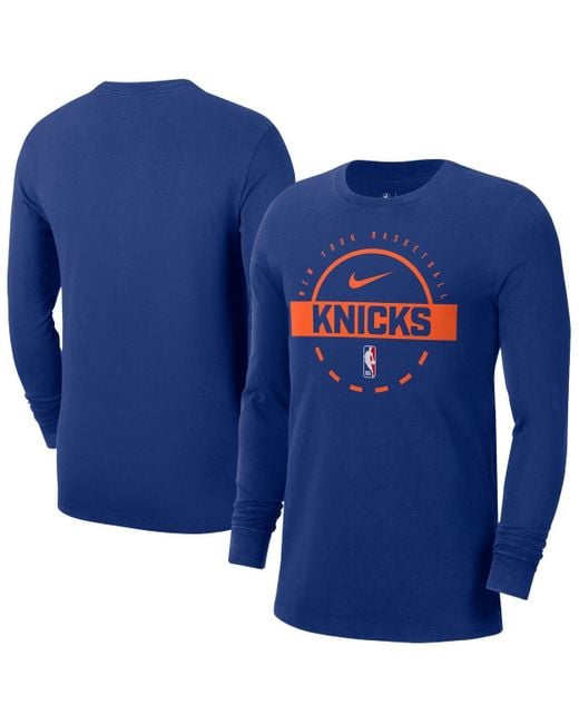 Nike Blue New York Knicks Authentic Long Sleeve Practice T-shirt for men