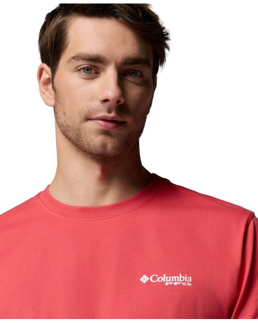 Columbia Red Pfg Yeager Graphic Long-sleeve T-shirt for men