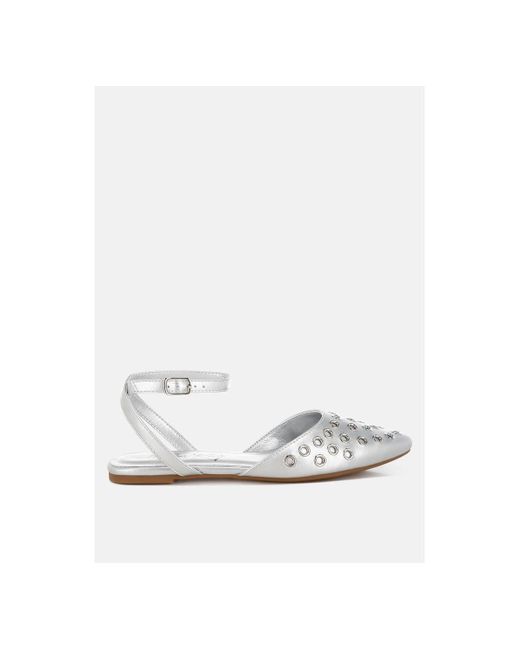 LONDON RAG White Chalcis Metallic Eyelet Detail Flat Sandals