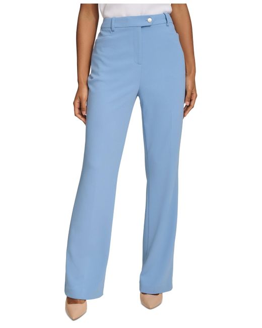 Calvin Klein Blue Petite Scuba Crepe Modern-fit Straight-leg Pants