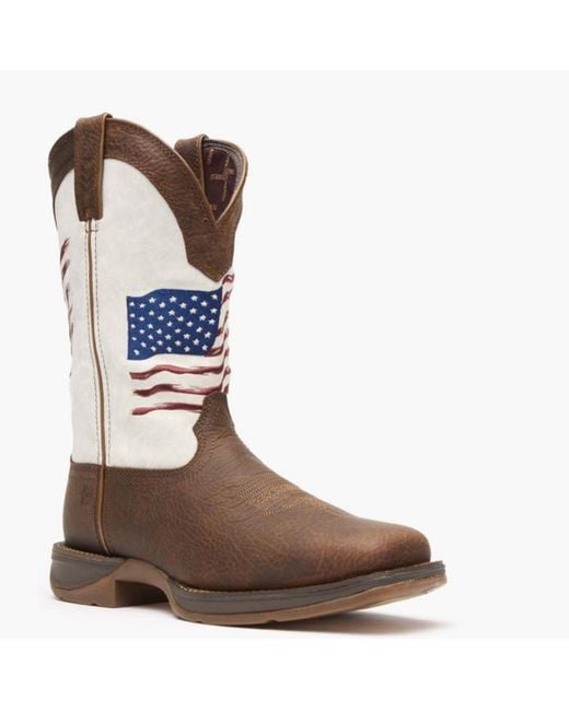 Durango Brown Rebel By Distressed Flag Embroidery Western Boot for men