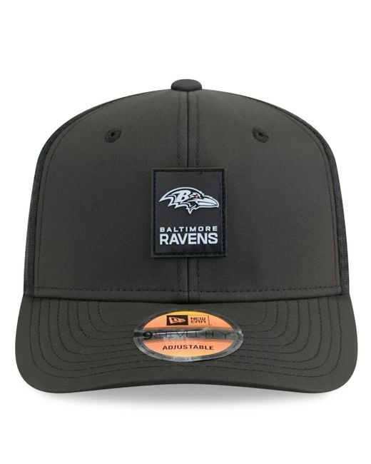 KTZ Black Baltimore Ravens 2025 Sideline 9seventy Trucker Adjustable Hat for men