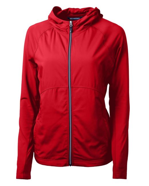 Cutter & Buck Red Plus Size Adapt Eco Knit Hybrid Recycled Full Zip Jacket