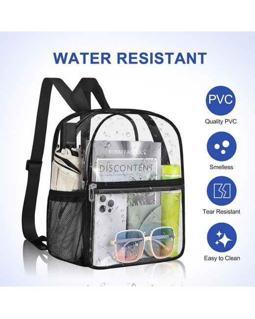 Wosofe Black Clear Backpack Stadium Approved 12×12×6 Clear Mini Backpack Small Transparent Backpack For Concert