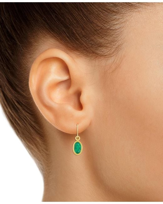 Macy's Green Oval Gemstone Drop Earrings