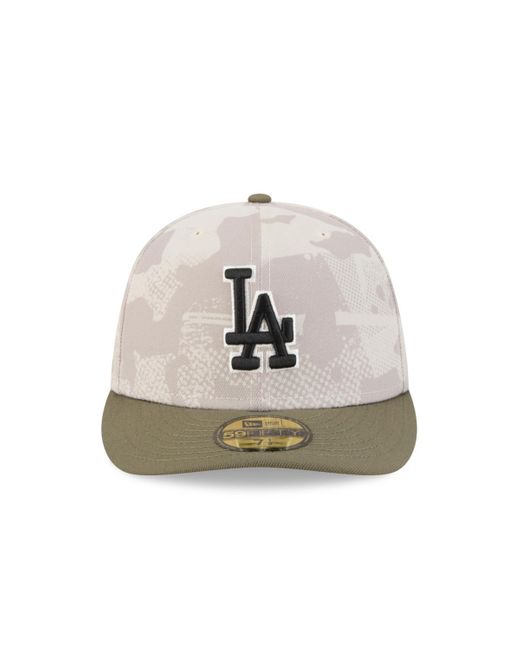 KTZ Multicolor Light Beige/olive Los Angeles Dodgers 2025 Armed Forces Day 59fifty Fitted Hat for men