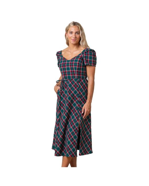 Hope & Henry Blue Short Sleeve Sweetheart Dress