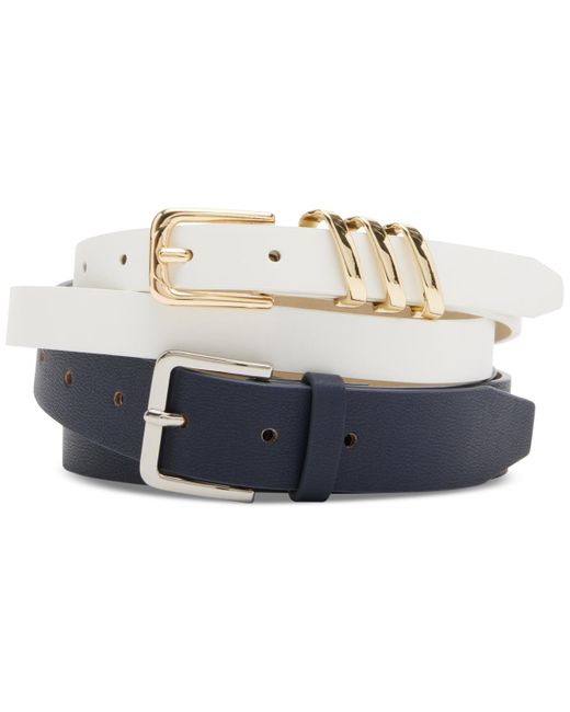 Steve Madden Blue Faux-leather Belt Set