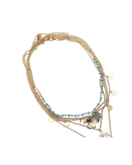 SOH Metallic Textured Multi-layer Necklace