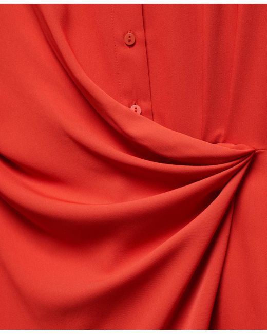 Mango Red Draped Wrap Dress