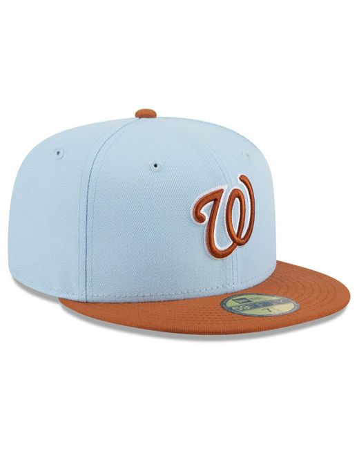 KTZ Blue /brown Washington Nationals Spring Color Basic Two-tone 59fifty Fitted Hat for men