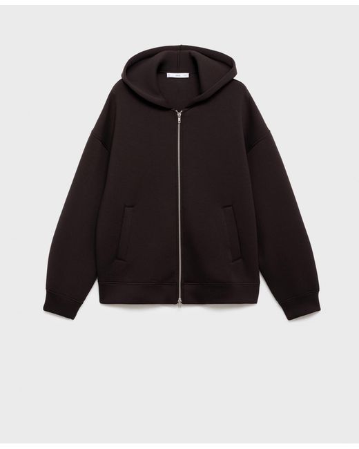 Mango Black Oversized Hooded Jacket