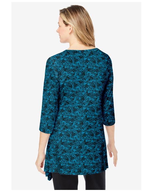 Woman Within Blue Plus Size Swing Hem Tunic