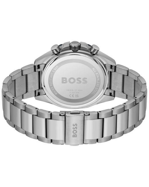 BOSS by HUGO BOSS Cloud Quartz Chronograph Silver-tone Stainless Steel  Watch 43mm in Gray | Lyst