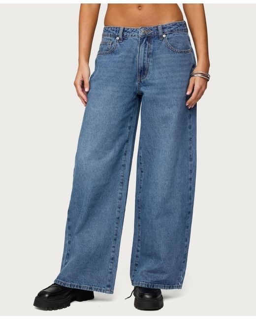 Edikted Blue Skye Low Rise baggy Jeans