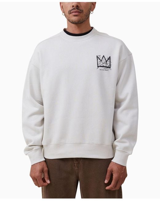 Cotton On Gray Basquiat Oversized Crew Neck Sweater for men