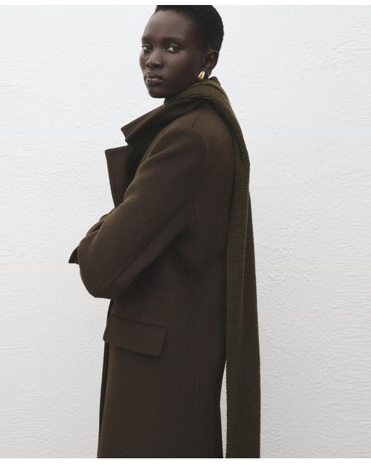 Mango Black Double-breasted Wool Coat