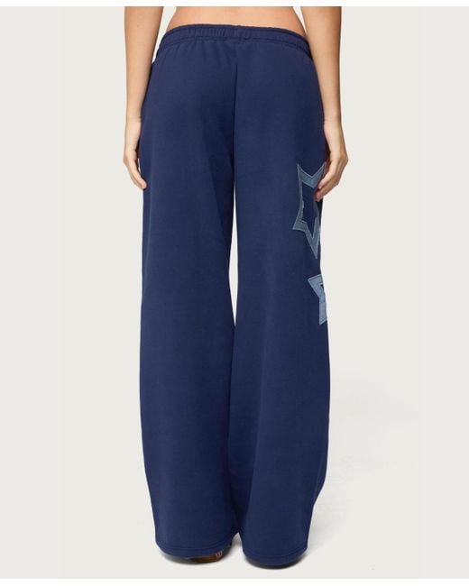 Edikted Blue Starly Straight Leg Sweatpants