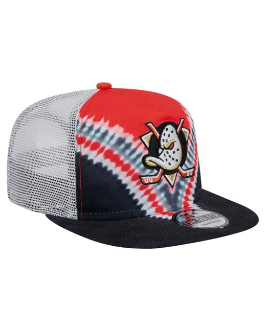 KTZ Red Black/orange Anaheim Ducks Throwback V-dye Adjustable Golfer Hat for men