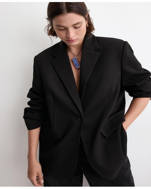 Mango Black Flap Pockets Straight Blazer