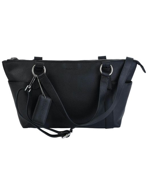 Mancini Black Pebble Amelia Leather Crossbody Handbag