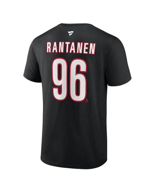 Fanatics Black Mikko Rantanen Carolina Hurricanes Authentic Stack Name Number T-shirt for men