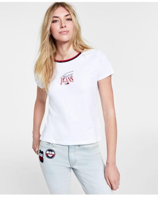 Wanneer vloot kristal Tommy Hilfiger Logo Ringer T-shirt in White | Lyst