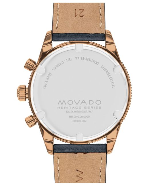 Movado Black Calendoplan S Swiss Quartz Chronograph Leather Strap Watch 42mm for men