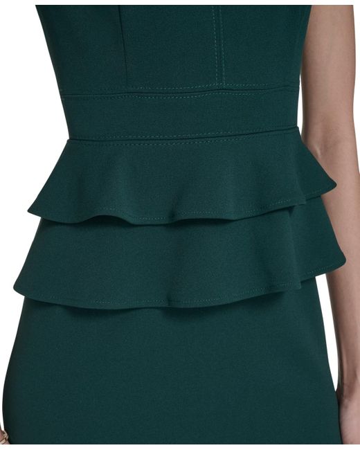 Calvin Klein Green Short Sleeve Peplum Sheath Dress