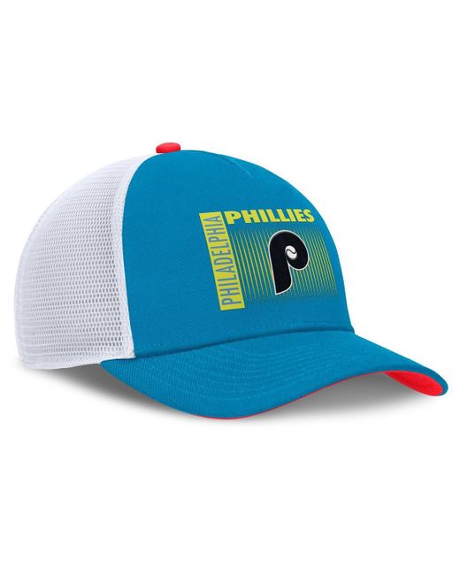 Nike Blue Philadelphia Phillies Neon 90s Rise Structured Performance Adjustable Trucker Hat for men