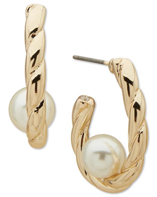 Anne Klein Metallic Gold-tone Imitation Twisted C-hoop Earrings