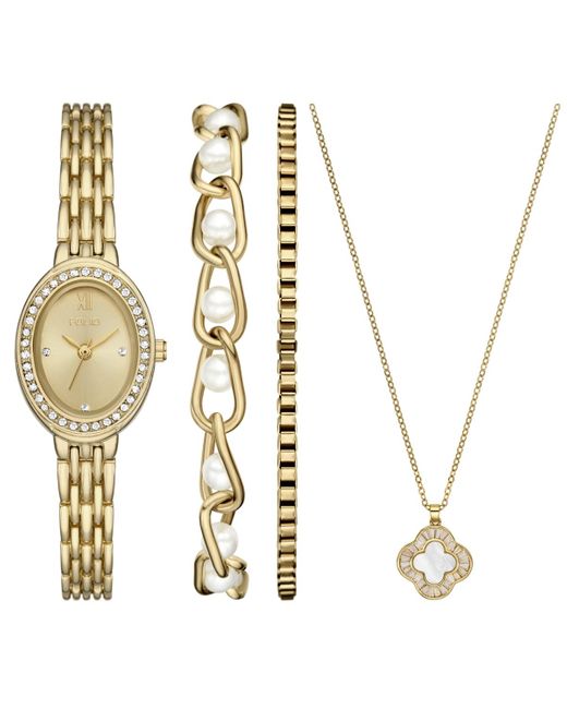Folio Metallic Quartz Three-hand Alloy Watch Set