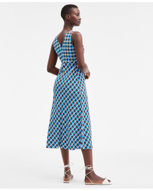 On 34th Blue Double V-neck Sleeveless Midi Dress