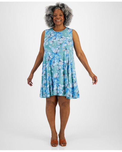 Style & Co. Blue Plus Size Printed Flip-flop Dress