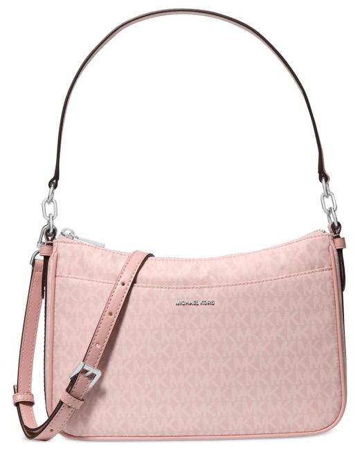 Michael Kors Pink Michael Jet Set Snake Top Zip Pouchette Crossbody