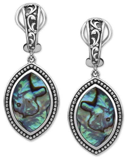 Effy Metallic Effy® Abalone Marquise Drop Earrings In Sterling Silver