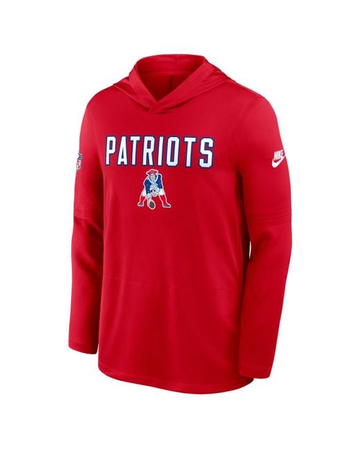 Nike Red New England Patriots Alt Pack Pass Accuracy Performance Long Sleeve Hoodie T-shirt for men