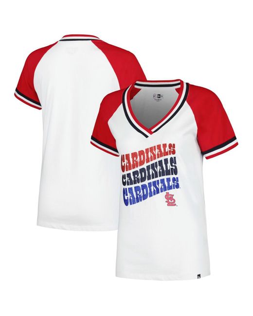 KTZ Red St. Louis Cardinals Jersey Double Binding Raglan V-neck T-shirt for men